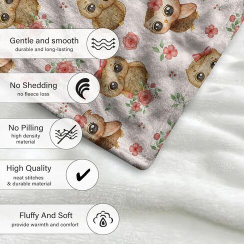 Baby Blanket for Boys Girls Newborn Super Soft Fleece Flannel Blanket Lightweight Receiving Blankets for Toddler Infant Nursery Bed Blanket (Flower Owl, 40'' x 30'') in Saudi Arabia