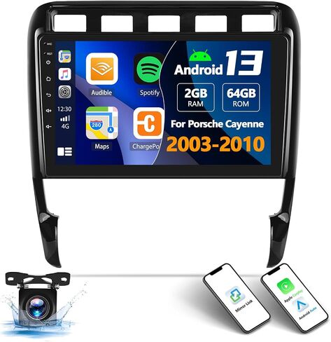 [2+64G] Android 13 Car Stereo for Porsche Cayenne 2003-2010 with Wireless Apple Carplay&Android Auto,9 Inch Touch Screen Car Radio with Bluetooth FM/RDS Radio WiFi GPS HiFi Dual USB+AHD Backup Camera in Saudi Arabia