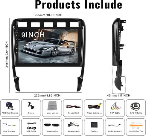 [2+64G] Android 13 Car Stereo for Porsche Cayenne 2003-2010 with Wireless Apple Carplay&Android Auto,9 Inch Touch Screen Car Radio with Bluetooth FM/RDS Radio WiFi GPS HiFi Dual USB+AHD Backup Camera in Saudi Arabia