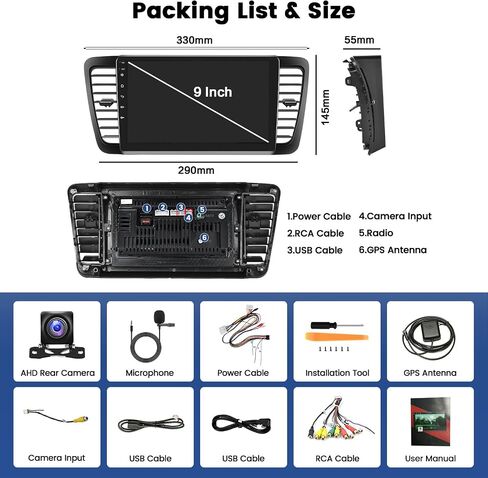 [2G+64G] لسيارة Subaru Legacy Outback 2005-2009 Android Stereo Wireless Carplay، شاشة لمس 9 بوصة في Dash GPS Navigation Car Radio مع Android Auto Bluetooth RDS Backup Camera in Saudi Arabia