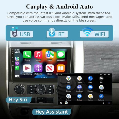 [2+64G] راديو سيارة NHOPEEW لسيارة Ford Escape Kuga Mazda Tribute 2007-2012 - Carplay اللاسلكي وAndroid Auto - شاشة لمس 9 بوصة ستيريو Android للسيارة مع واجهة مستخدم متعددة/GPS/WiFi + كاميرا احتياطية AHD in Saudi Arabia