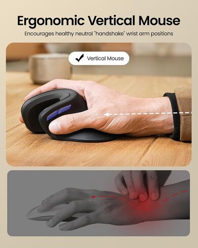 ProtoArc Ergonomic Mouse, EM11 NL Wireless Vertical Mouse, Rechargeable Optical Mice with Multi-Device (Bluetooth + Bluetooth + USB Connection), 3 Adjustable DPI for Computer Mac Windows Purple Button in Saudi Arabia