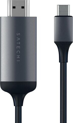 Satechi Aluminum USB C to HDMI Cable 4K @ 60Hz – USB C to HDMI Capable – Compatible with iMac Pro, iMac, Mac Mini, MacBook Pro/Air, Windows, PC, Laptop and More - Space Gray in Saudi Arabia