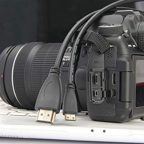 كابل HDMI للكاميرا Sqrmekoko، كابل HDMI لعرض شاشة التلفزيون، لكاميرات الفيديو Canon Rebel EOS PowerShot ELPH مع مخرج HDMI صغير (3.3 قدم) in Saudi Arabia