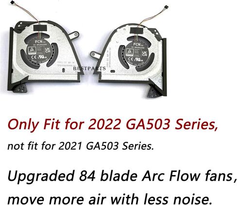 New Genuine CPU+GPU Cooling Fan Replacement for ASUS ROG Zephyrus G15 (2022), GA503RW GA503RM GA503RS, P/N: 13NR0800T03011 13NR0800T04011 (Original 84 Blades Arc Flow fan) in Saudi Arabia