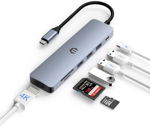 محول متعدد المنافذ USB C Hub من Tiergrade، محطة إرساء USB C 7 في 1 مع HDMI، شاحن PD 100 وات، 3 منافذ USB 3.0، فتحة بطاقة SD/TF لجهاز MacBook Pro/Air، Chromebook in Kuwait
