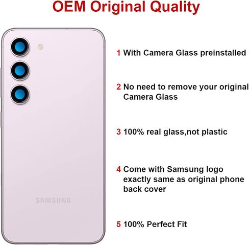 Rear Back Glass Replacement for Samsung Galaxy S23 with Reparing Toolkit and Manual (Cream) in Kuwait