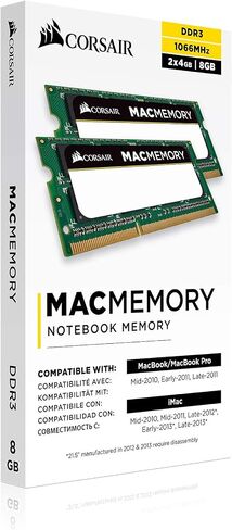 كورسير CMSA8GX3M2A1066C7 Apple 8 جيجا بايت ثنائي القناة DDR3 1066 (PC3 8500) 204-Pin DDR3 لاب توب SO-DIMM ذاكرة 1.5 فولت، بيج in Saudi Arabia