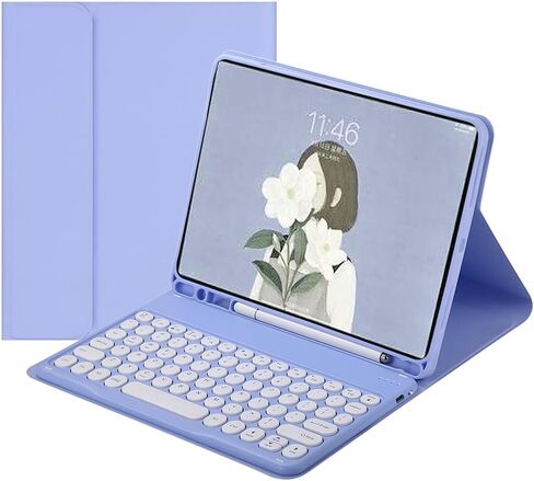 Keyboard Case for Galaxy Tab A8 10.5 inch 2022 Model SM-X200/X205/X207 Cute Round Key Color Keyboard Wireless Detachable BT Keyboard Cover (MistyBlue) in Kuwait