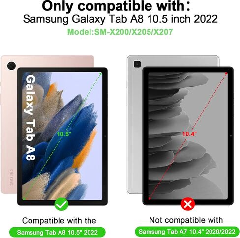 GOKOCO for Samsung Galaxy Tab A8 Keyboard Case,10.5 inch 2022 Model (SM-X200/X205/X207),Rechargable Wireless Bluetooth Keyboard with S Pen Holder-Pine Green in Saudi Arabia