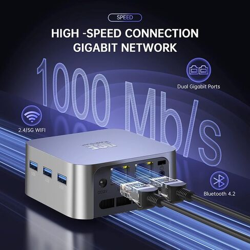 ACEMAGICIAN Mini PC Windows 11 Pro، 12th N95 16GB LPDDR5 1TB M.2 SSD أجهزة كمبيوتر مكتبية صغيرة، كمبيوتر شخصي صغير مع 3 HDMI يدعم 4K UHD، Dual Gigabit Ethernet، 2.4G/5G WiFi/BT4.2 in Kuwait