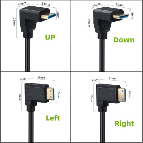 Halokny Mini HDMI 8K Cable, 1Ft/30cm Super Slim Mini HDMI Male to Mini HDMI Male 90 Degree Down Angle 8K Ultra High Speed Adapter Cable (Mini HDMI to Mini HDMI Down) in Saudi Arabia