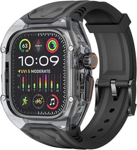 Delidigi Band with Case Compatible for Apple Watch 44mm 45mm 49mm, Men Women Rugged Case Protective Bumper Cover with TPU Strap for iWatch Ultra Series 9 8 SE2 7 6 SE 5 4 in Saudi Arabia