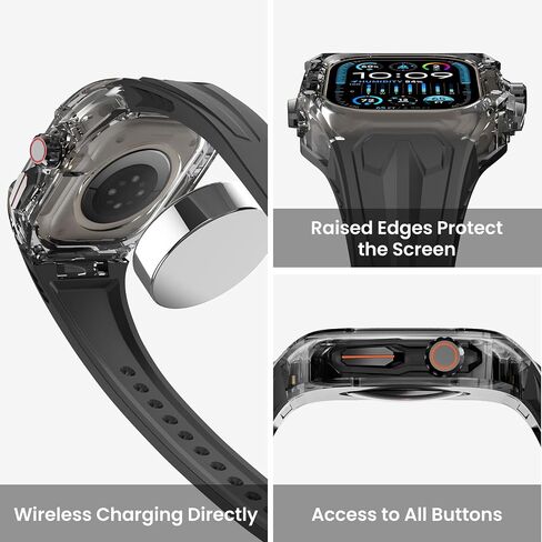 Delidigi Band with Case Compatible for Apple Watch 44mm 45mm 49mm, Men Women Rugged Case Protective Bumper Cover with TPU Strap for iWatch Ultra Series 9 8 SE2 7 6 SE 5 4 in Saudi Arabia