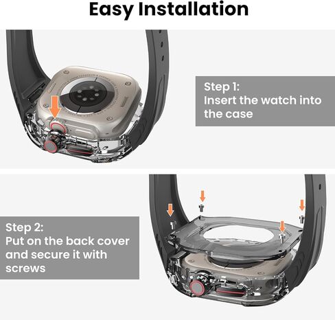 Delidigi Band with Case Compatible for Apple Watch 44mm 45mm 49mm, Men Women Rugged Case Protective Bumper Cover with TPU Strap for iWatch Ultra Series 9 8 SE2 7 6 SE 5 4 in Saudi Arabia