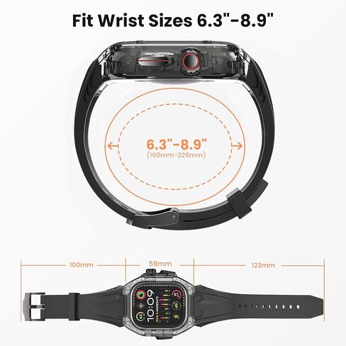 Delidigi Band with Case Compatible for Apple Watch 44mm 45mm 49mm, Men Women Rugged Case Protective Bumper Cover with TPU Strap for iWatch Ultra Series 9 8 SE2 7 6 SE 5 4 in Saudi Arabia