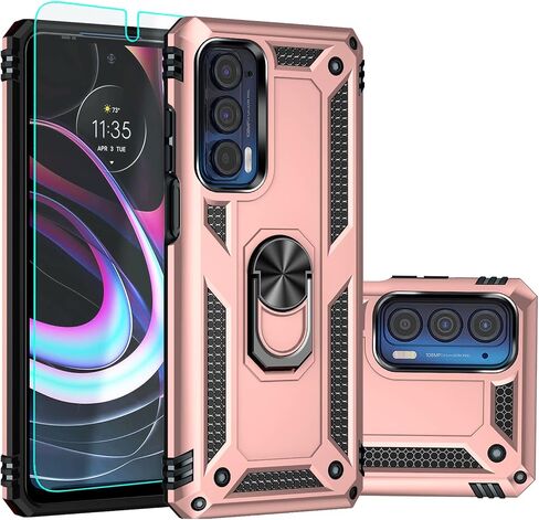 حافظة Moto Edge 2021، حافظة Moto Edge 5G UW مع واقي شاشة، [درجة عسكرية] تم اختبار سقوطها بطول 16 قدم، حافظة واقية بمسند مغناطيسي لهاتف Motorola Edge 2021، أزرق in Kuwait