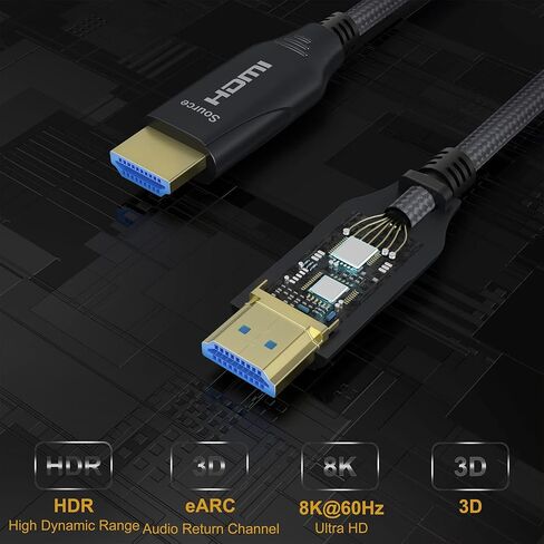 8K HDMI Cable 2.1 Long 7.2FT/2.2M, 48Gbps Ultra High Speed HDMI Cable 8K@60Hz/4K@120Hz eARC HDR10 HDCP Compatible with Dolby Vision Apple TV Sony LG Samsung Xbox Series X PS4 PS5 in Saudi Arabia