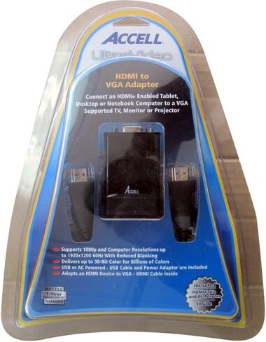 Accell HDMI (Male) to VGA (Female) Adapter - Resolutions up to 1920x1200 (WUXGA) @60Hz in Kuwait
