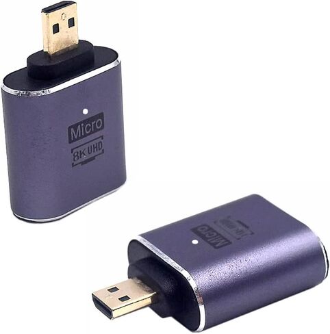 2 Pack8K UHD Micro HDMI Adapter, 48Gbps 3D Micro HDMI 2.1 Version Converter, Down Angle Micro HDMI 2.1 Male to HDMI 2.1 Female Extension Adapter Extender Connector Coupler Support 8K@60Hz in Kuwait