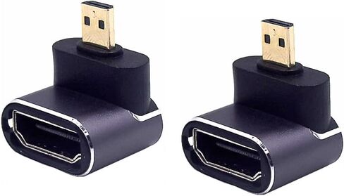 2 Pack8K UHD Micro HDMI Adapter, 48Gbps 3D Micro HDMI 2.1 Version Converter, Down Angle Micro HDMI 2.1 Male to HDMI 2.1 Female Extension Adapter Extender Connector Coupler Support 8K@60Hz in Kuwait