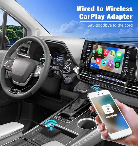 محول CAMECHO اللاسلكي CarPlay لجميع سيارات CarPlay السلكية في المصنع، دونجل Apple Carplay اللاسلكي، محول Carplay اللاسلكي لهاتف iPhone، 5 جيجا هرتز WiFi، التوصيل والتشغيل، الاتصال التلقائي، صندوق Carplay للسيارات من 2015 in Kuwait
