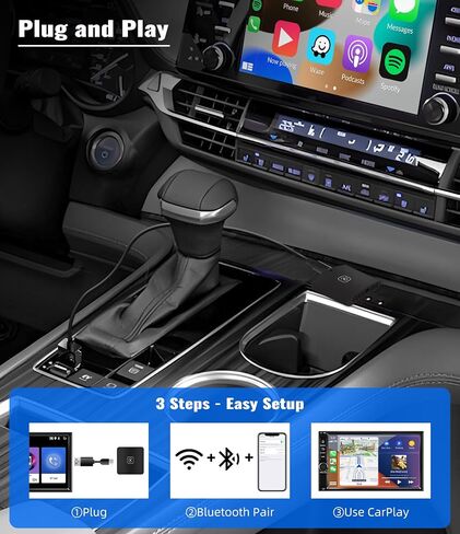محول CAMECHO اللاسلكي CarPlay لجميع سيارات CarPlay السلكية في المصنع، دونجل Apple Carplay اللاسلكي، محول Carplay اللاسلكي لهاتف iPhone، 5 جيجا هرتز WiFi، التوصيل والتشغيل، الاتصال التلقائي، صندوق Carplay للسيارات من 2015 in Kuwait