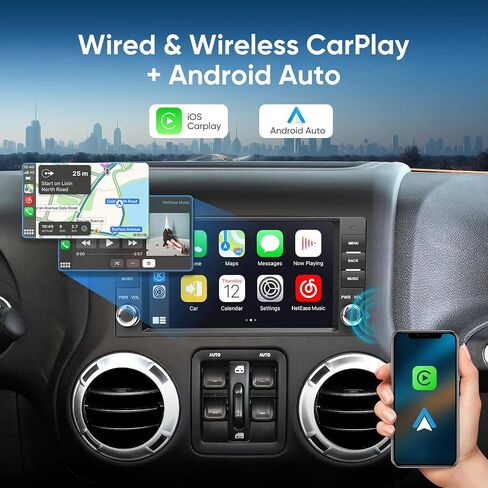 7 Inch 2G+64G Car Stereo Radio Navigation for Jeep Wrangler Dodge Chrysler 2008-2020 5G WiFi Android 12 Support Wireless Carplay Android Auto HDMI FM/AM GPS Rear Camera Steering wheel control in Saudi Arabia