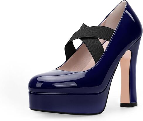 Women's Plafrom Mary Janes Pumps Block High Heel Closed Toe Dress shoes in Saudi Arabia