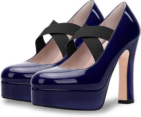 Women's Plafrom Mary Janes Pumps Block High Heel Closed Toe Dress shoes in Saudi Arabia