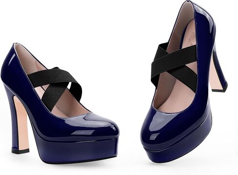 Women's Plafrom Mary Janes Pumps Block High Heel Closed Toe Dress shoes in Saudi Arabia