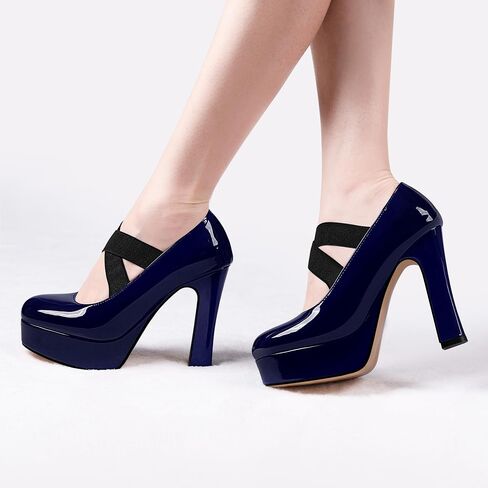 Women's Plafrom Mary Janes Pumps Block High Heel Closed Toe Dress shoes in Saudi Arabia