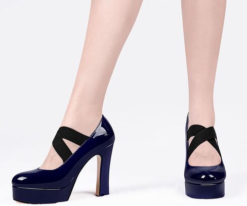 Women's Plafrom Mary Janes Pumps Block High Heel Closed Toe Dress shoes in Saudi Arabia