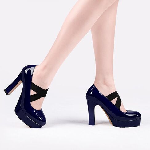 Women's Plafrom Mary Janes Pumps Block High Heel Closed Toe Dress shoes in Saudi Arabia
