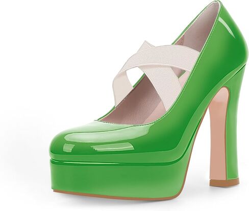 Women's Plafrom Mary Janes Pumps Block High Heel Closed Toe Dress shoes in Saudi Arabia