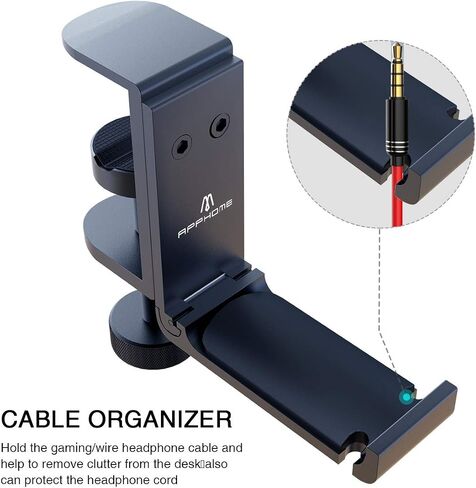 Headphone Hook Desk, Headphones Stand Under Table Foldable Headset Holder Clamp Hanger Mount, Built in Cable Clip Organizer for PC Gaming, Office, Backpack Bag Purse Hanging in Saudi Arabia