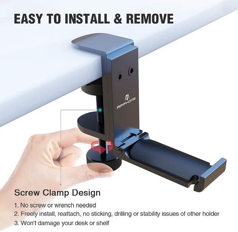 Headphone Hook Desk, Headphones Stand Under Table Foldable Headset Holder Clamp Hanger Mount, Built in Cable Clip Organizer for PC Gaming, Office, Backpack Bag Purse Hanging in Saudi Arabia