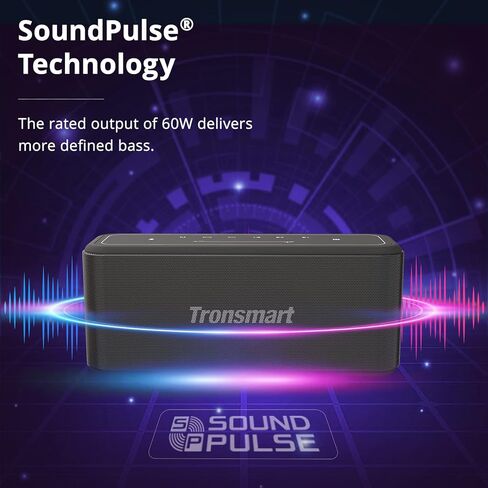 Tronsmart Mega Pro 60W Bluetooth Speaker, Intuitive Touch Panel, 3 EQ Effects, SoundPulse Tech, Wireless Stereo Pairing, NFC Connection, Built-in Powerbank, Voice Assistant, Wireless Speaker for Home in Kuwait
