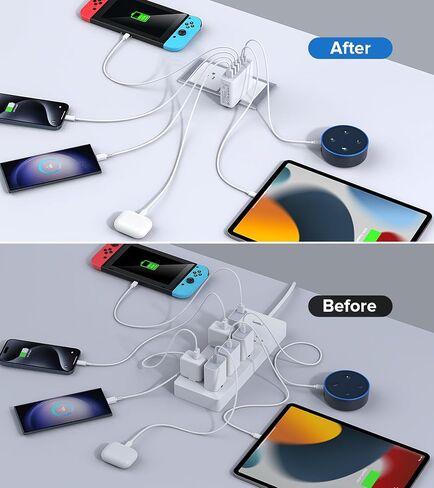 USB C Wall Charger Block,100W GaN 6-Port QC+PD3.0 Charging Station Type C Fast Chargers Plug Brick Portable Cube Hub Multiport Power Adapter for iPhone 15/14/13/12 Pro Max Samsung Galaxy iPad Tablet in Saudi Arabia