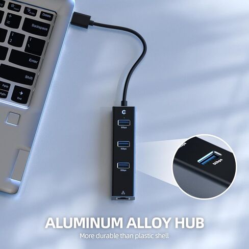 Ethernet Adapter, oditton 4 Port USB to Ethernet Adapter, 3 Ports USB 3.0 Ethernet Hub with RJ45 1Gbps Gigabit Ethernet Connector, USB Network Adapter with USB C Converter for Laptop in Saudi Arabia