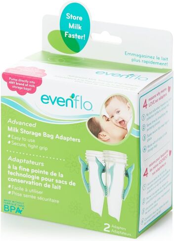 Evenflo Feeding Advanced Breast Milk Storage Bag Adapters for Breast Pumps (Pack of 2) in Saudi Arabia