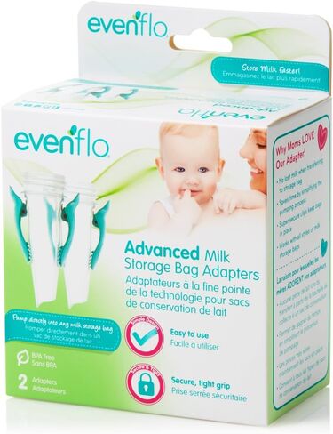 Evenflo Feeding Advanced Breast Milk Storage Bag Adapters for Breast Pumps (Pack of 2) in Saudi Arabia