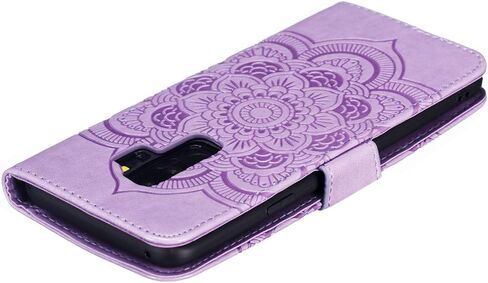 حافظة EYZUTAK Mandala لهاتف Samsung Galaxy S8، محفظة جلدية فاخرة بفتحات للبطاقات، غطاء واقٍ بحامل مغناطيسي، حافظة رفيعة للغاية مع حبل، غطاء قلاب منقوش - أرجواني in Saudi Arabia