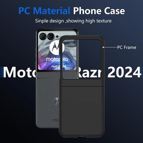 جراب Motorola Moto Razr 2024 (وليس Razr Plus)، عالي الجودة، هيكل صلب، مقاوم للخدش، ملمس مضاد للانزلاق باللون الأسود in Saudi Arabia
