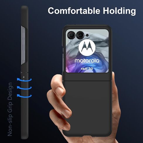 جراب Motorola Moto Razr 2024 (وليس Razr Plus)، عالي الجودة، هيكل صلب، مقاوم للخدش، ملمس مضاد للانزلاق باللون الأسود in Saudi Arabia