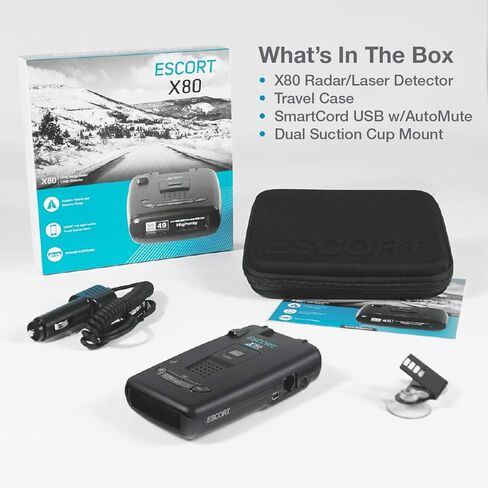 كاشف رادار الليزر Escort X80 - حماية تنبيه مبكر طويلة المدى للغاية، مرشح تنبيه كاذب، شاشة OLED متعددة الألوان، تنبيهات صوتية واضحة للغاية، مصادر حشود حية، أسود in Kuwait
