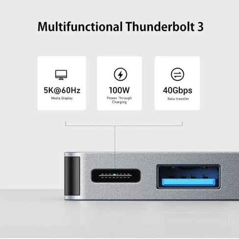 موزع MonQ USB-C لجهاز MacBook (2018-2024)، 7 في 2: HDMI، Thunderbolt 3، توصيل طاقة 100 واط، 4K، USB-C، 2 منافذ USB-A in Saudi Arabia