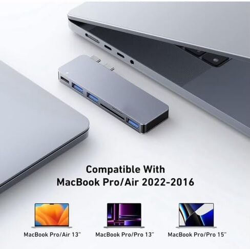 موزع MonQ USB-C لجهاز MacBook (2018-2024)، 7 في 2: HDMI، Thunderbolt 3، توصيل طاقة 100 واط، 4K، USB-C، 2 منافذ USB-A in Saudi Arabia