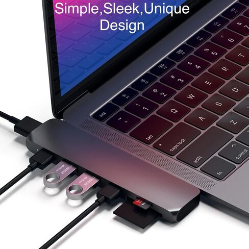 موزع MonQ USB-C لجهاز MacBook (2018-2024)، 7 في 2: HDMI، Thunderbolt 3، توصيل طاقة 100 واط، 4K، USB-C، 2 منافذ USB-A in Saudi Arabia