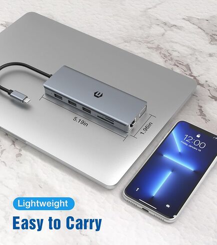 محول OBERSTER USB C Hub 12 في 1 مع شاشة ثلاثية، بما في ذلك 2 HDMI وVGA و100W PD و2 USB 3.0 و2 USB 2.0 وEthernet وقارئ بطاقات SD/TF وميكروفون/صوت لأجهزة الكمبيوتر المحمول in Kuwait
